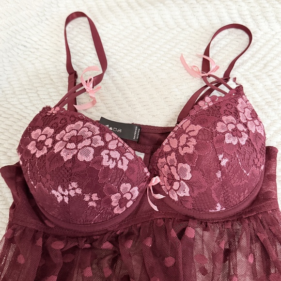 A-cup size Lace babydoll lingerie bundle size small red black - Picture 4 of 5